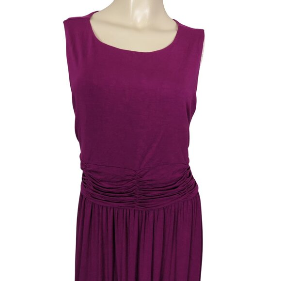 Soft Surroundings Sleeveless Magenta Maxi pullover Ruched Waist Dress size L - Picture 9 of 16